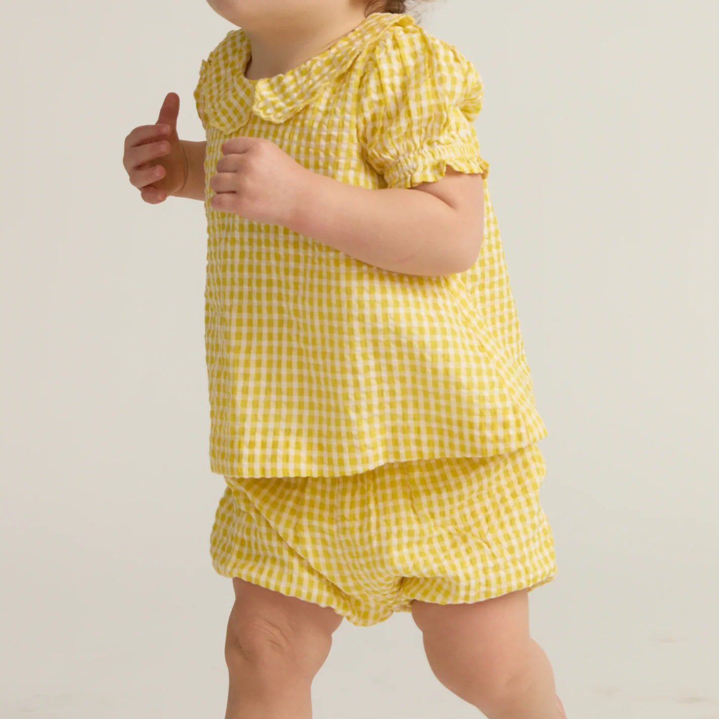 baby girls soleil gingham puff sleeve top and bloomer set - Image 3
