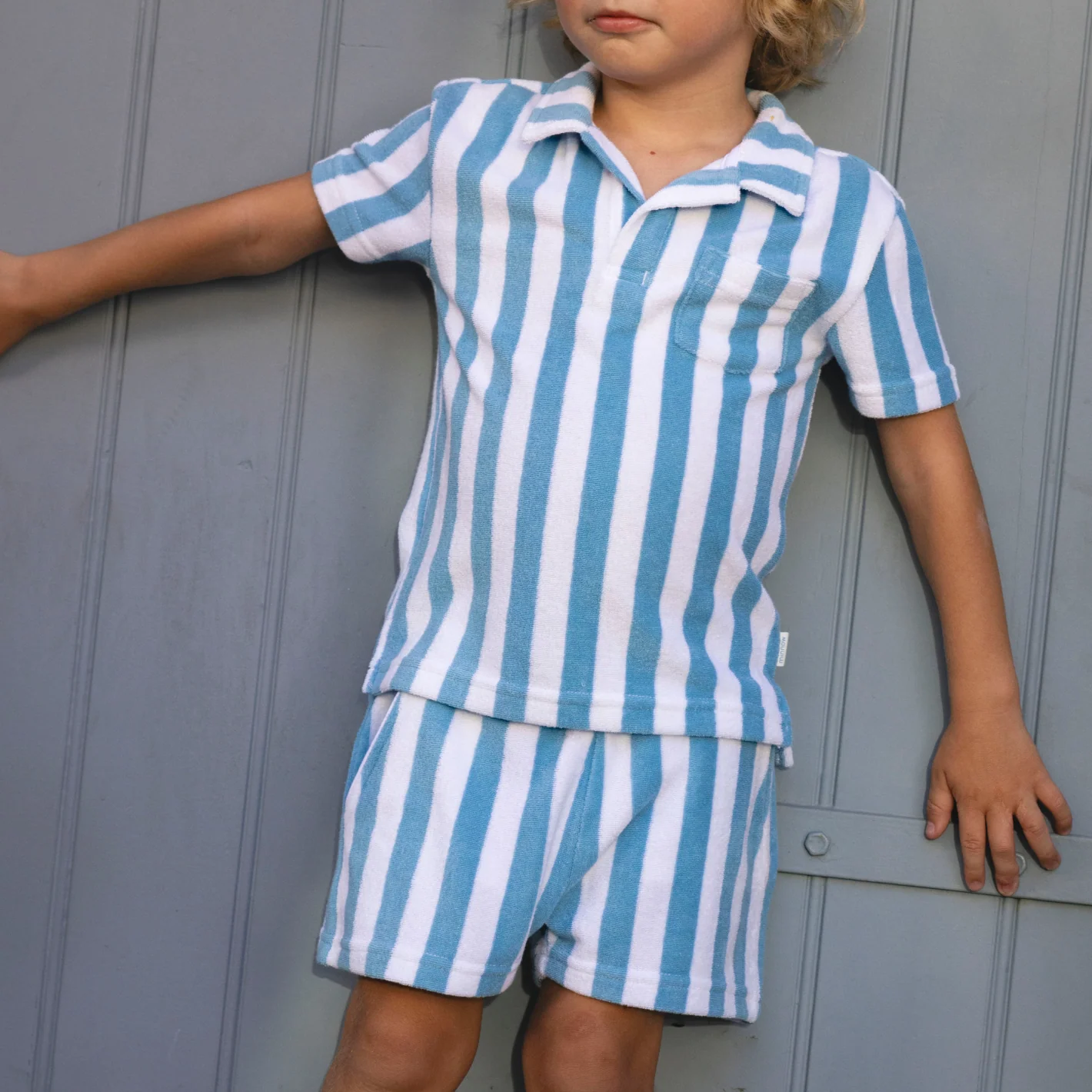 boys bay stripe french terry polo - Image 2