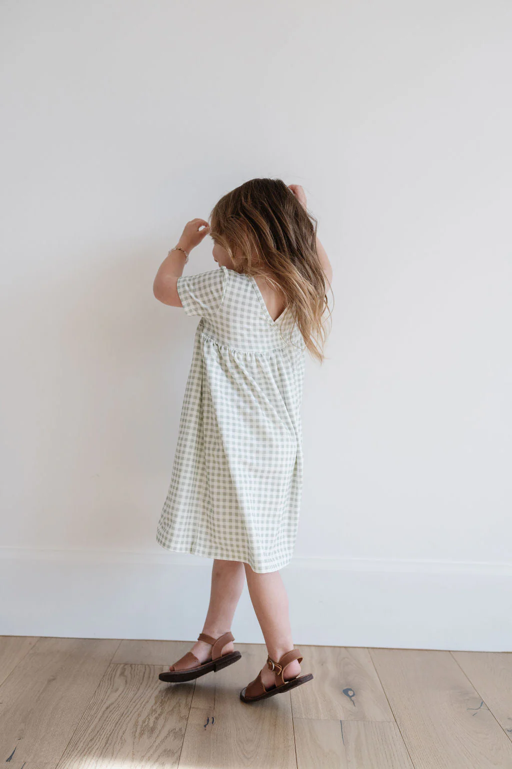 Crosstop Dress in Juniper Gingham - Image 5