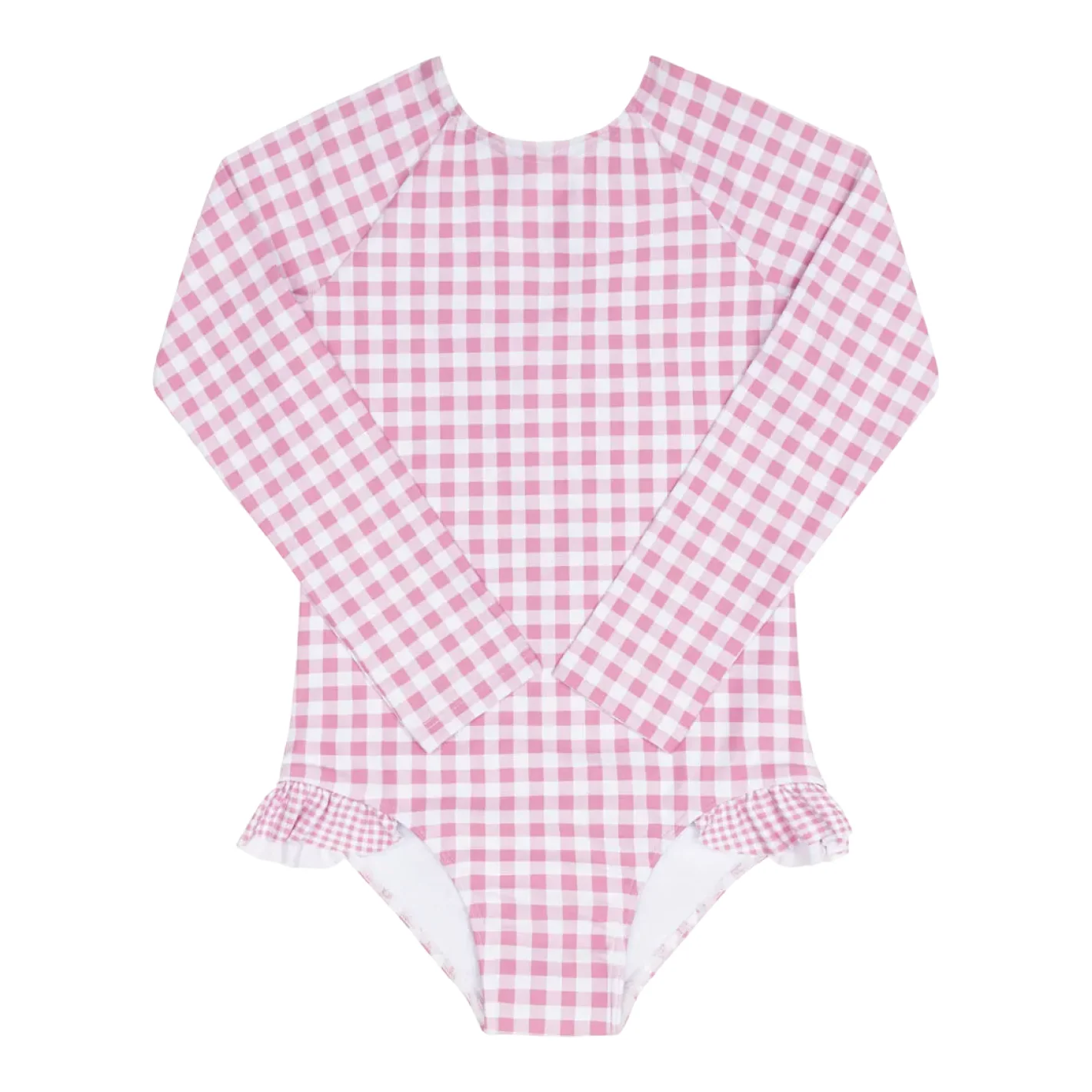 girls blush gingham rashguard one piece