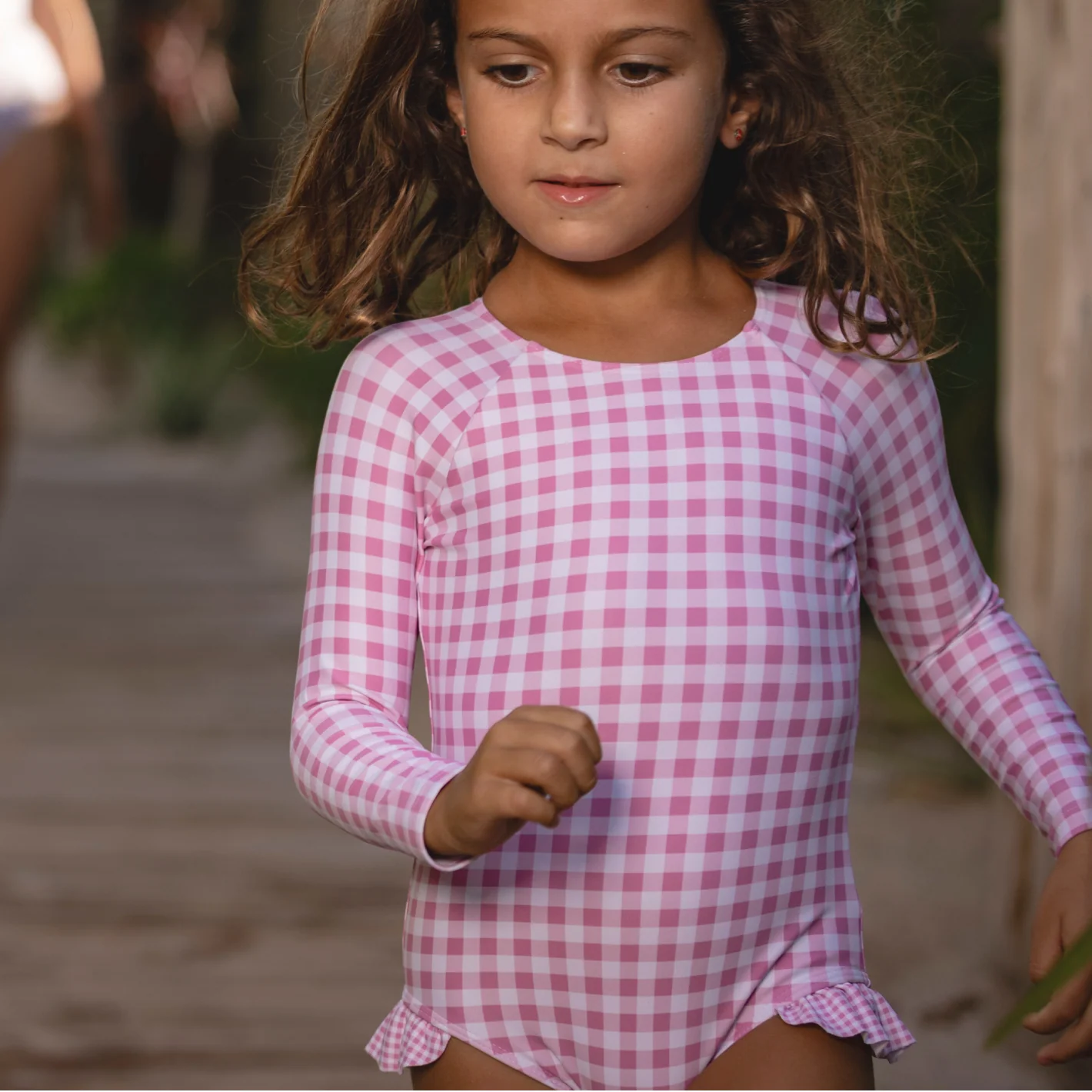 girls blush gingham rashguard one piece - Image 6