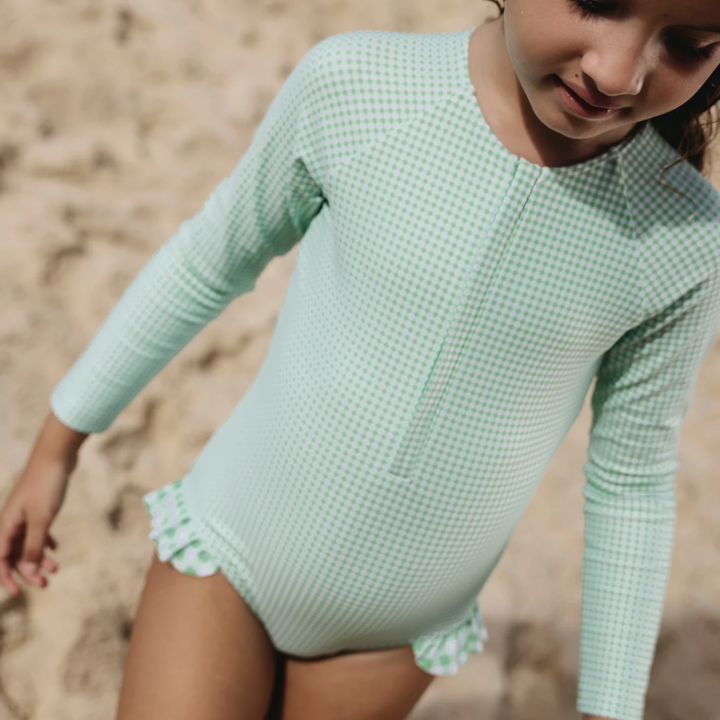 girls gustavia gingham front zip rashguard one piece - Image 2