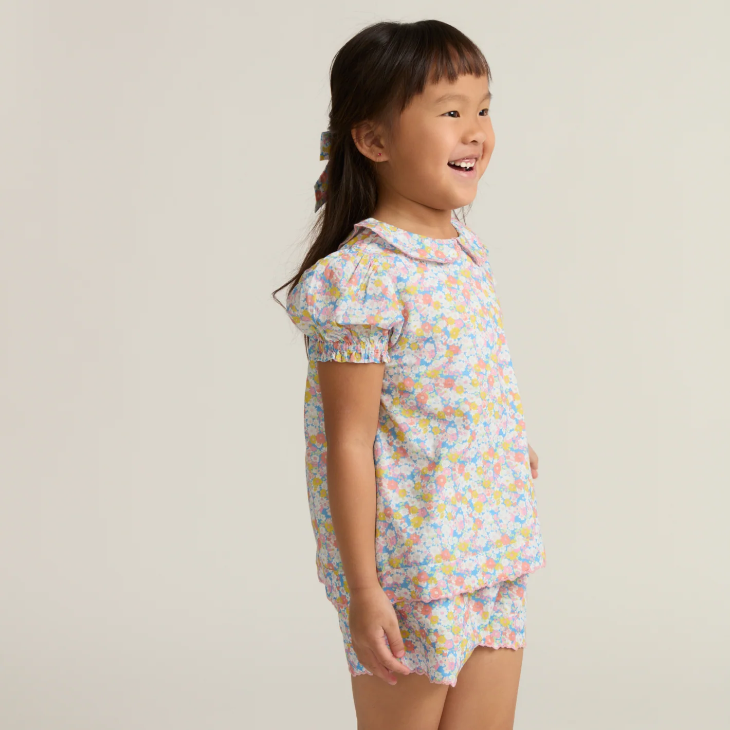 girls jasmine blossom puff sleeve top and short set - Image 5