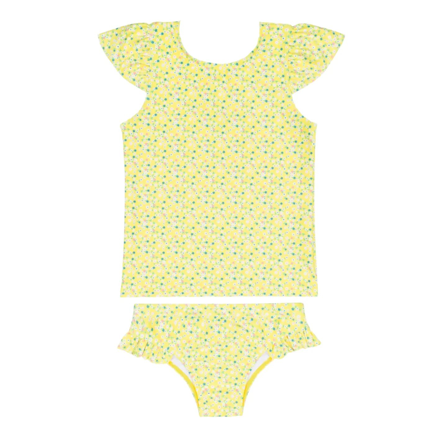 girls petite fleur cap sleeve rashguard set