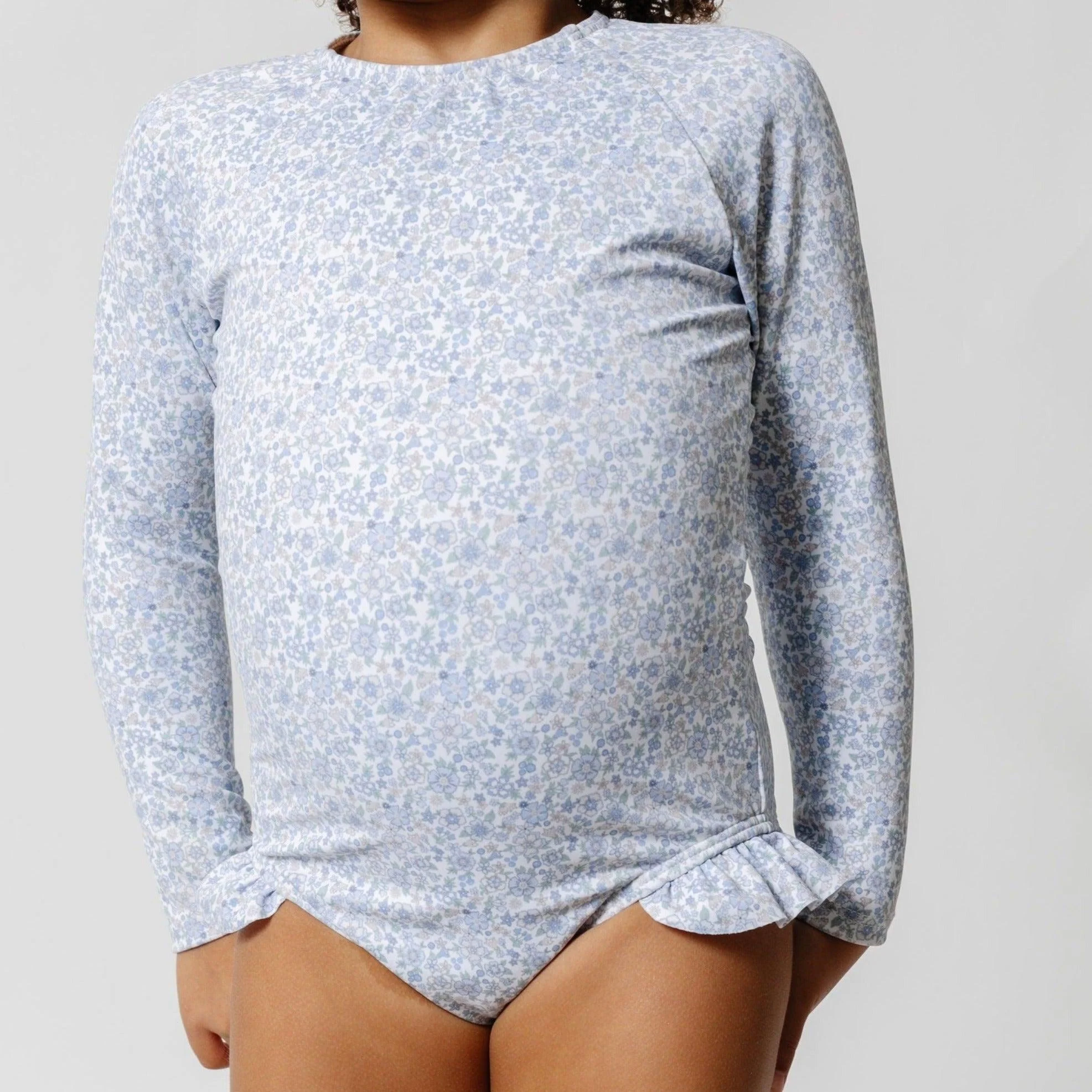 girls slate floral rashguard one piece - Image 4