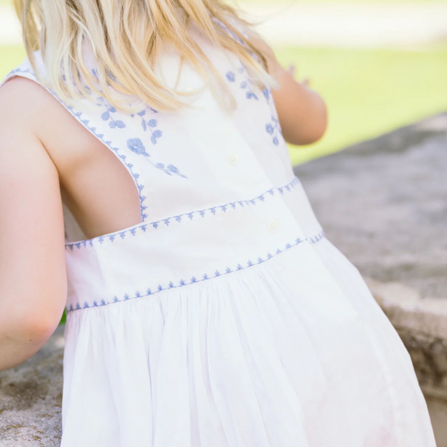 girls white embroidered pinafore dress - Image 5