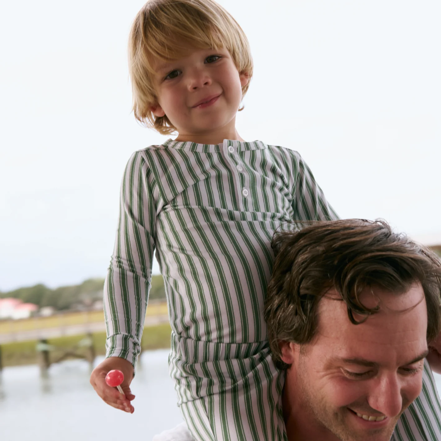unisex boxwood ticking stripe pima pajamas set - Image 9