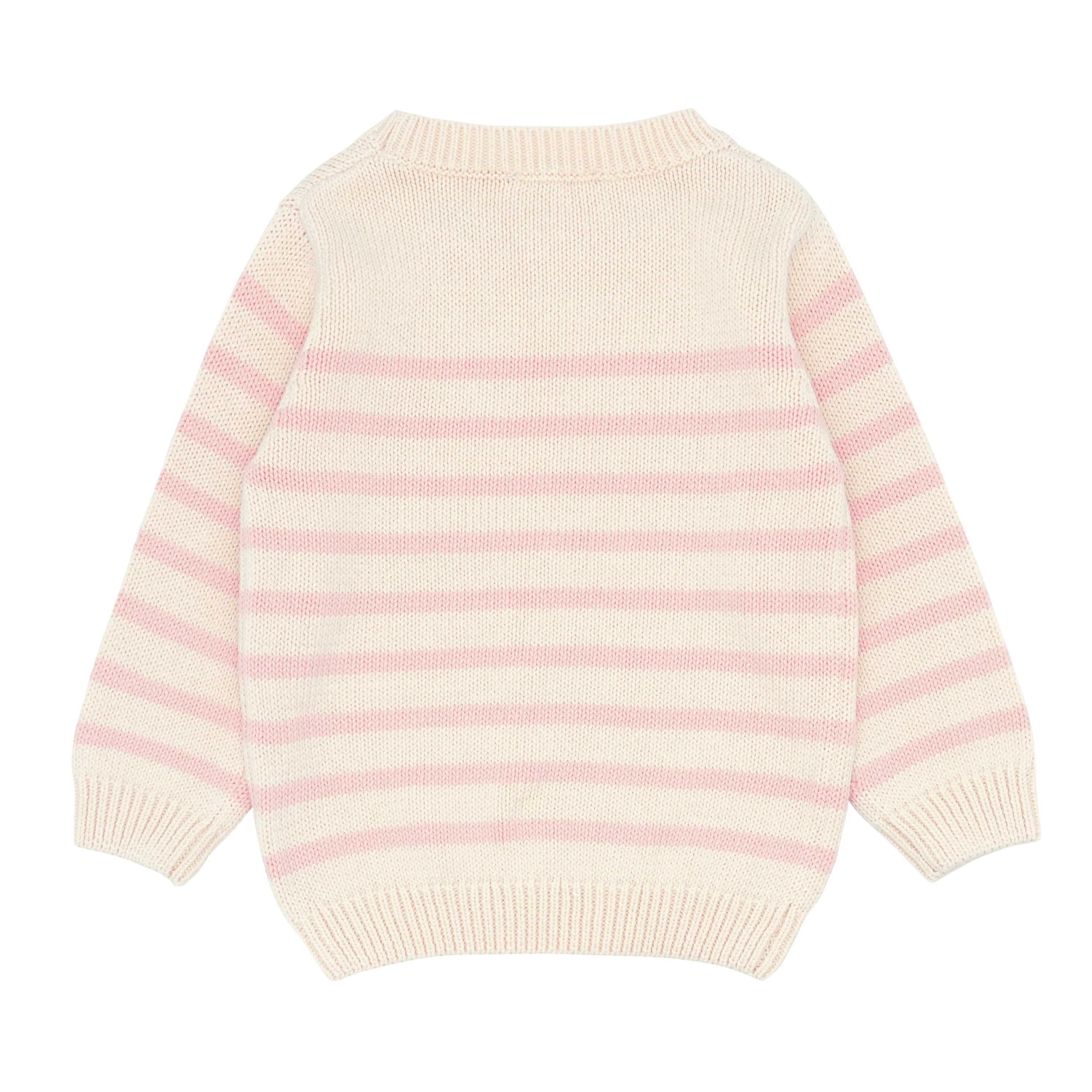 unisex cream and pink stripe knit sweater - Image 9