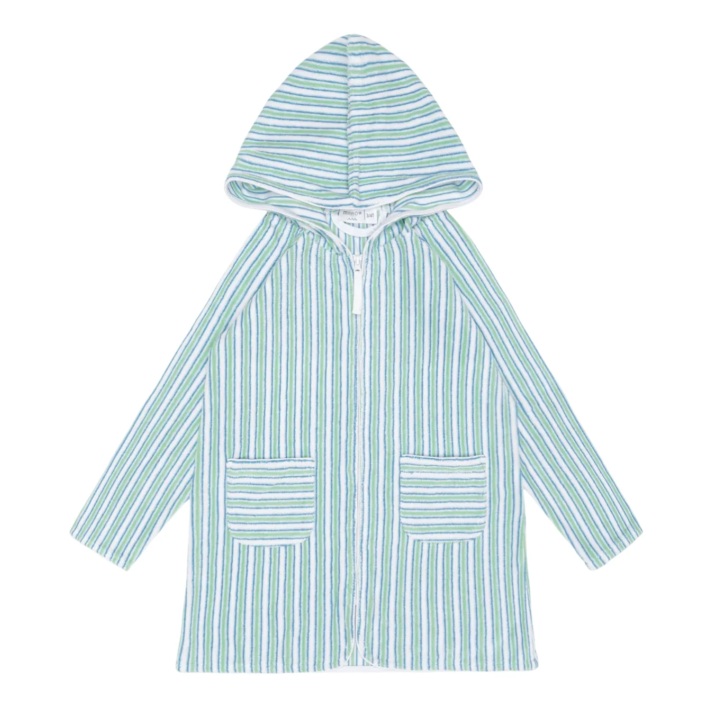 unisex tamarin stripe french terry hooded zipper coverup