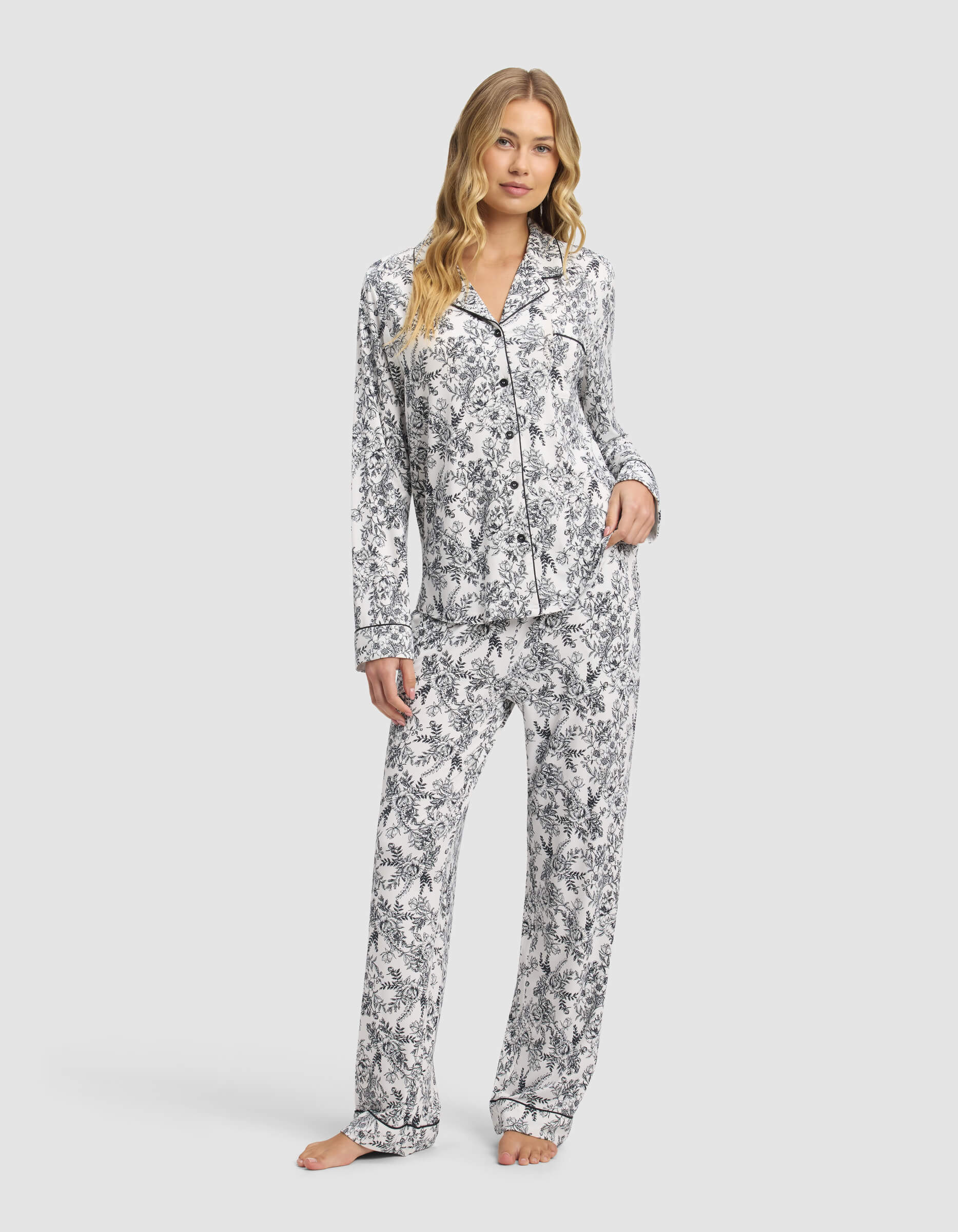 Women's Bamboo Stretch-Knit Long Sleeve Pajama Set - Image 114