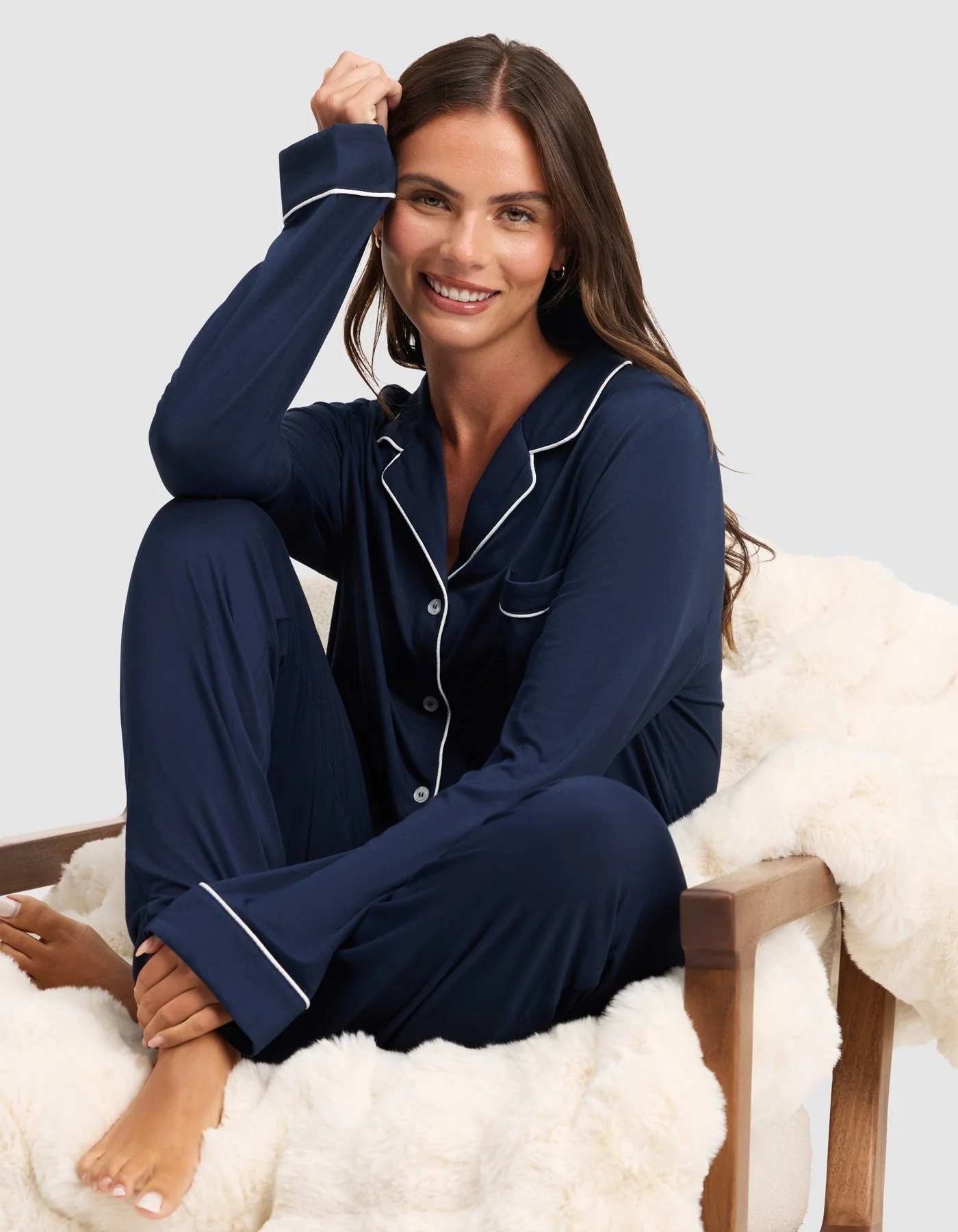 Women's Bamboo Stretch-Knit Long Sleeve Pajama Set - Image 4