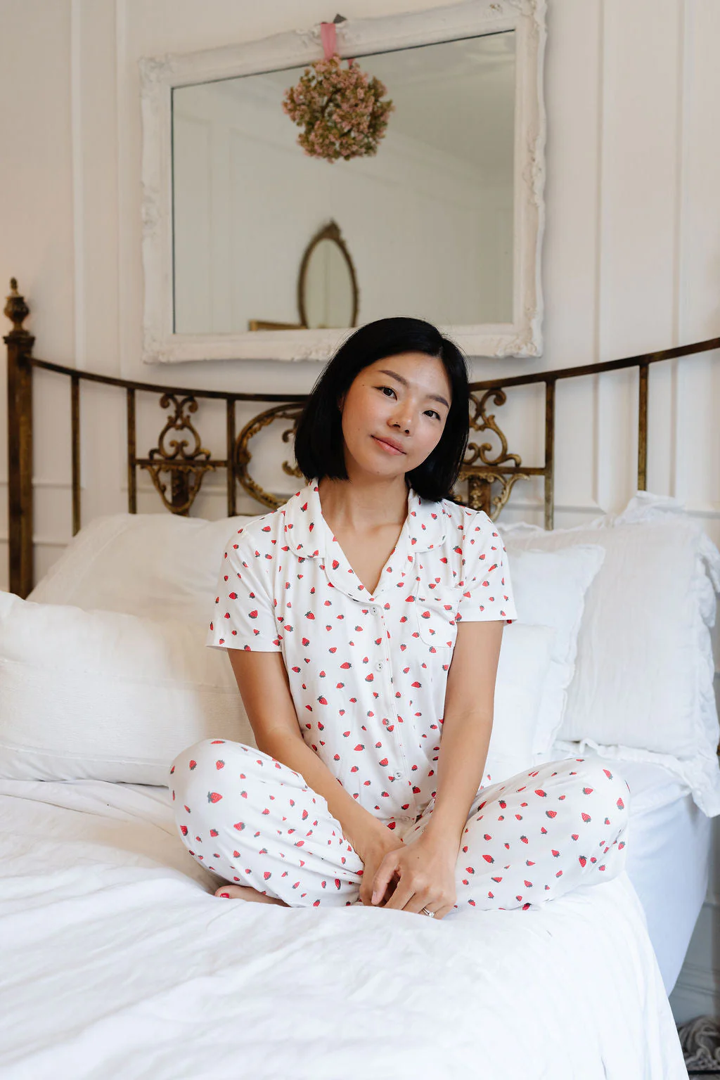 Women's Button Down Set in Strawberries - Image 3