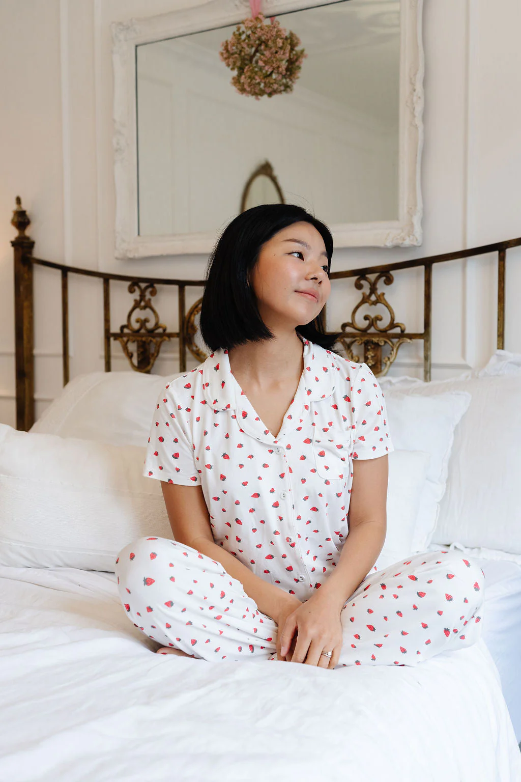 Women's Button Down Set in Strawberries - Image 4