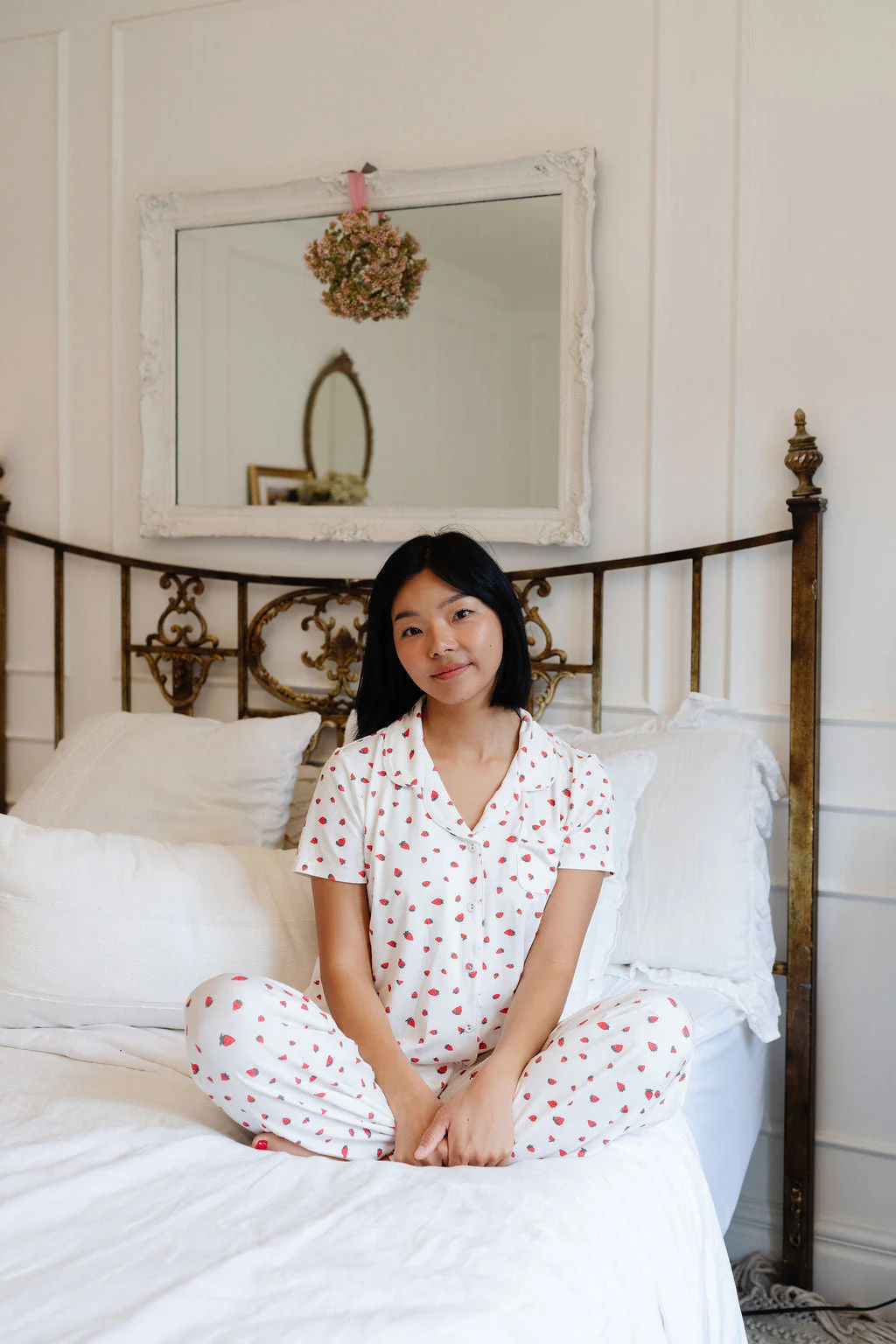 Women's Button Down Set in Strawberries - Image 5