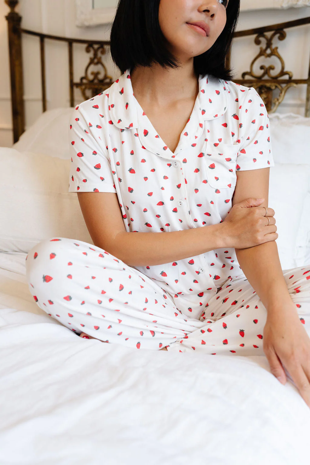Women's Button Down Set in Strawberries - Image 6