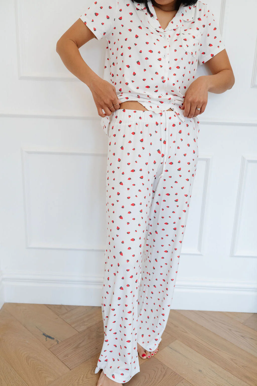 Women's Button Down Set in Strawberries - Image 7