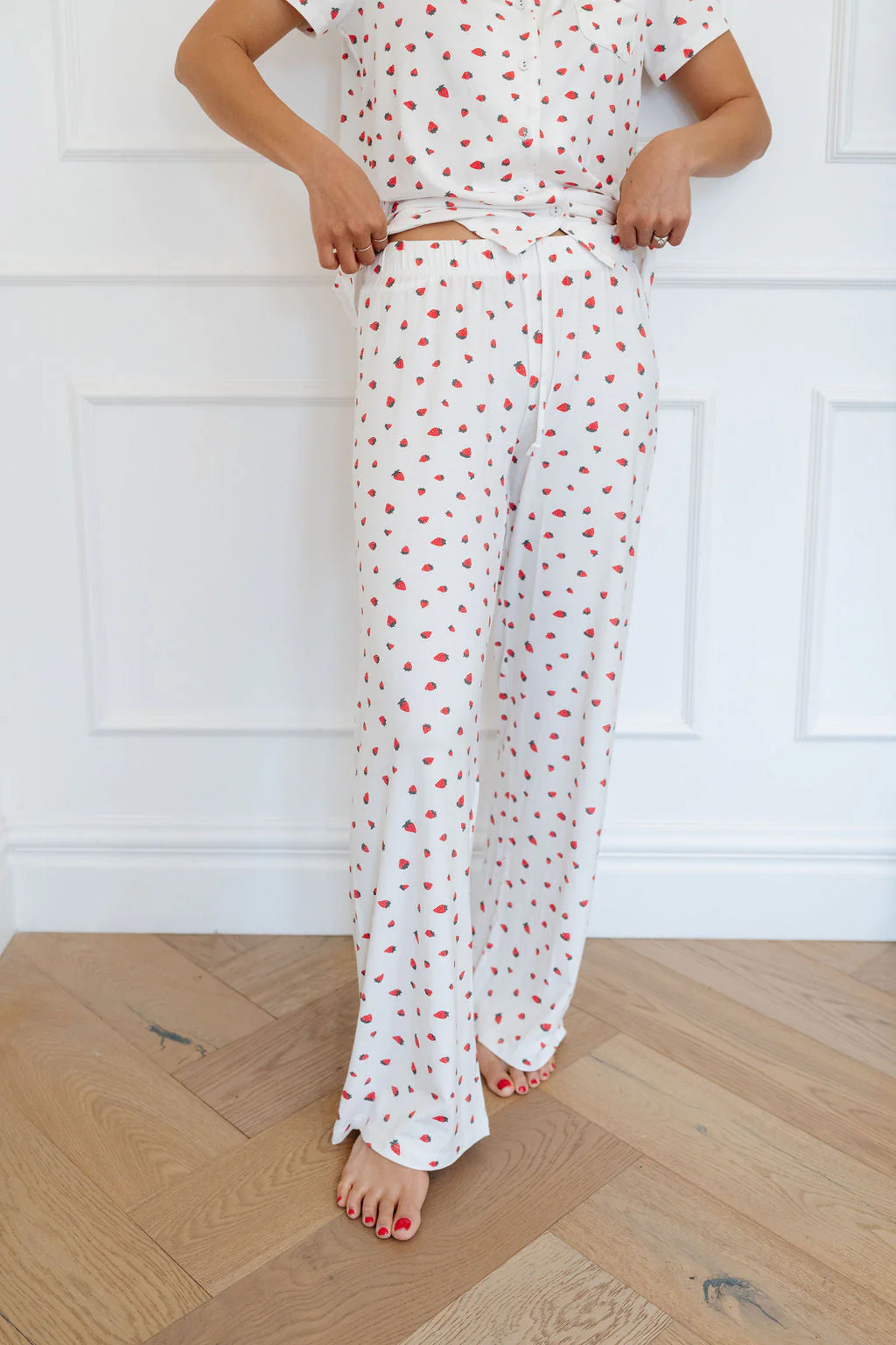 Women's Button Down Set in Strawberries - Image 8